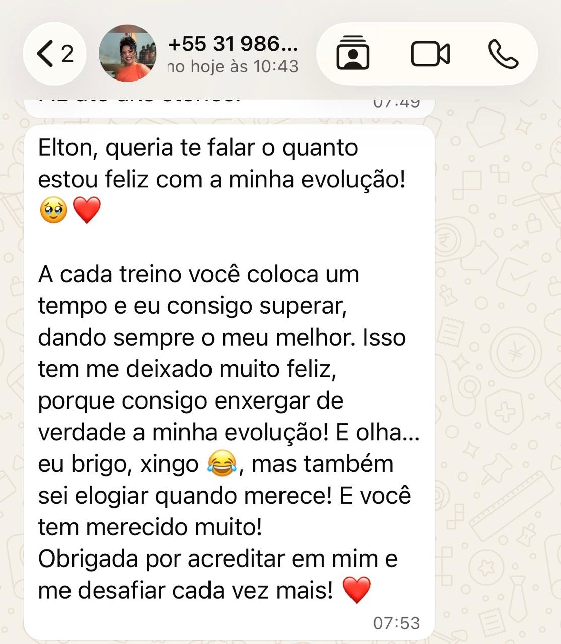 Print original de depoimento sobre evolução