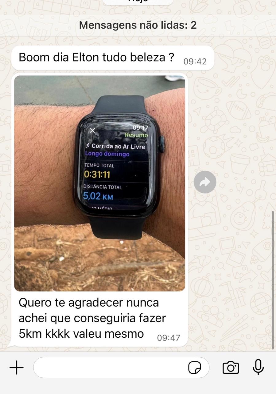 Print original de depoimento sobre primeiros 5 km