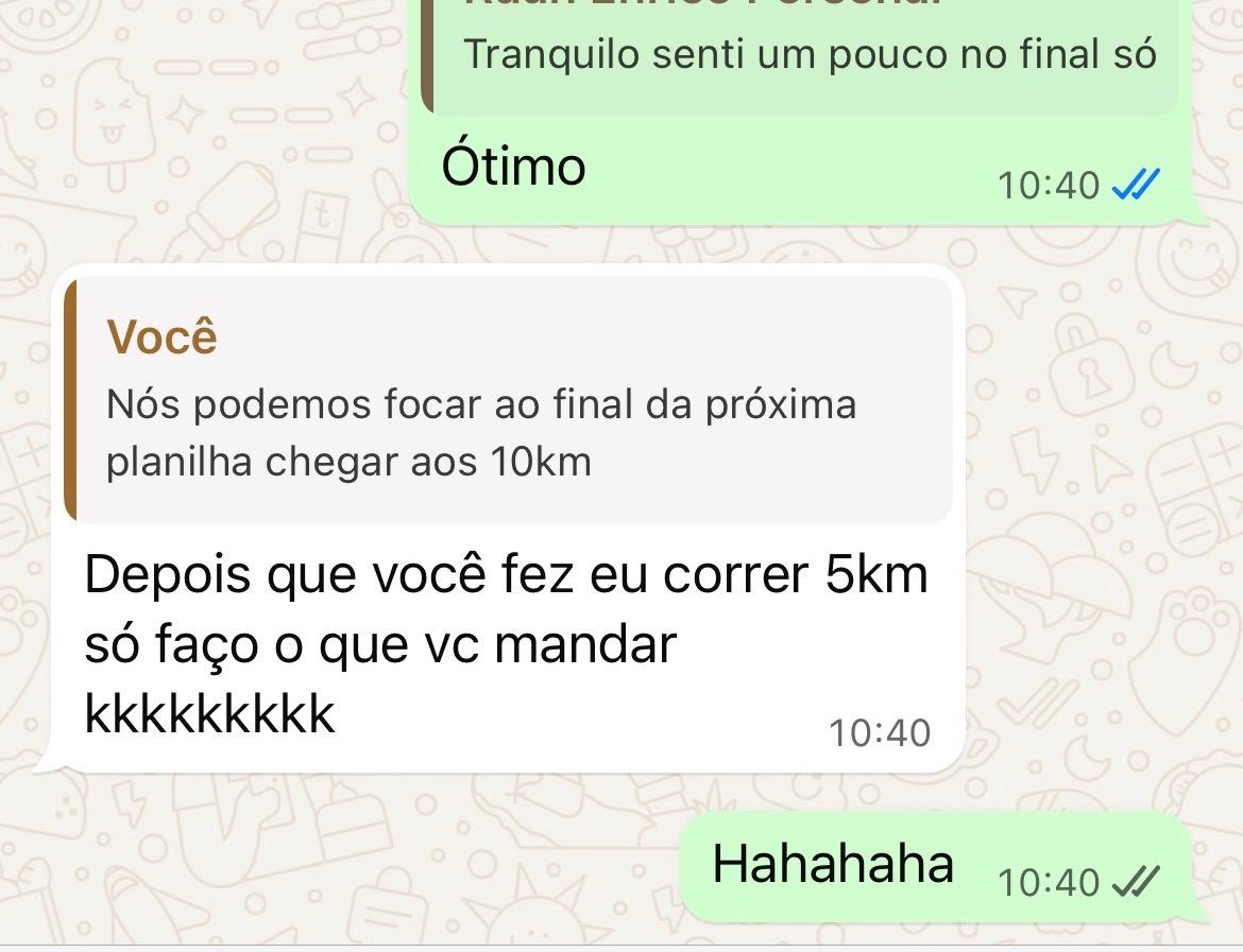 Print original de depoimento sobre primeiros 5 km