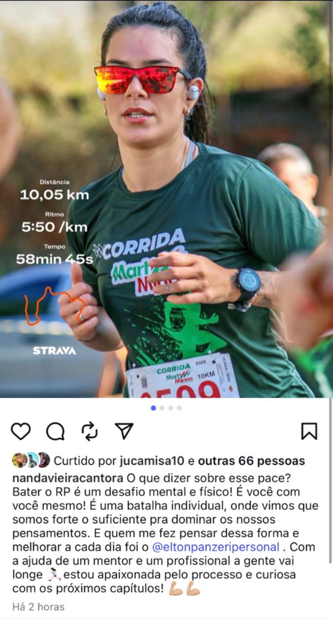 Print original de depoimento sobre performance