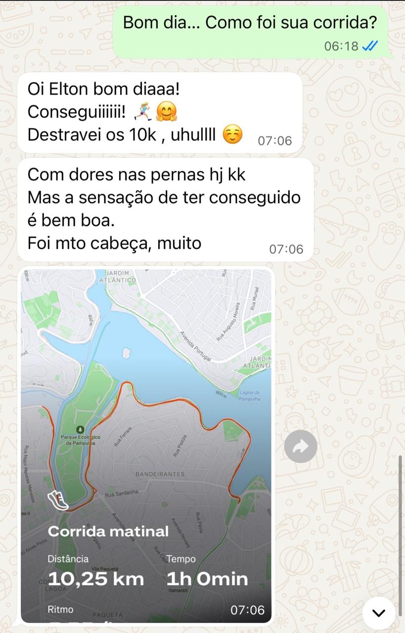 Print original de depoimento sobre 10 km