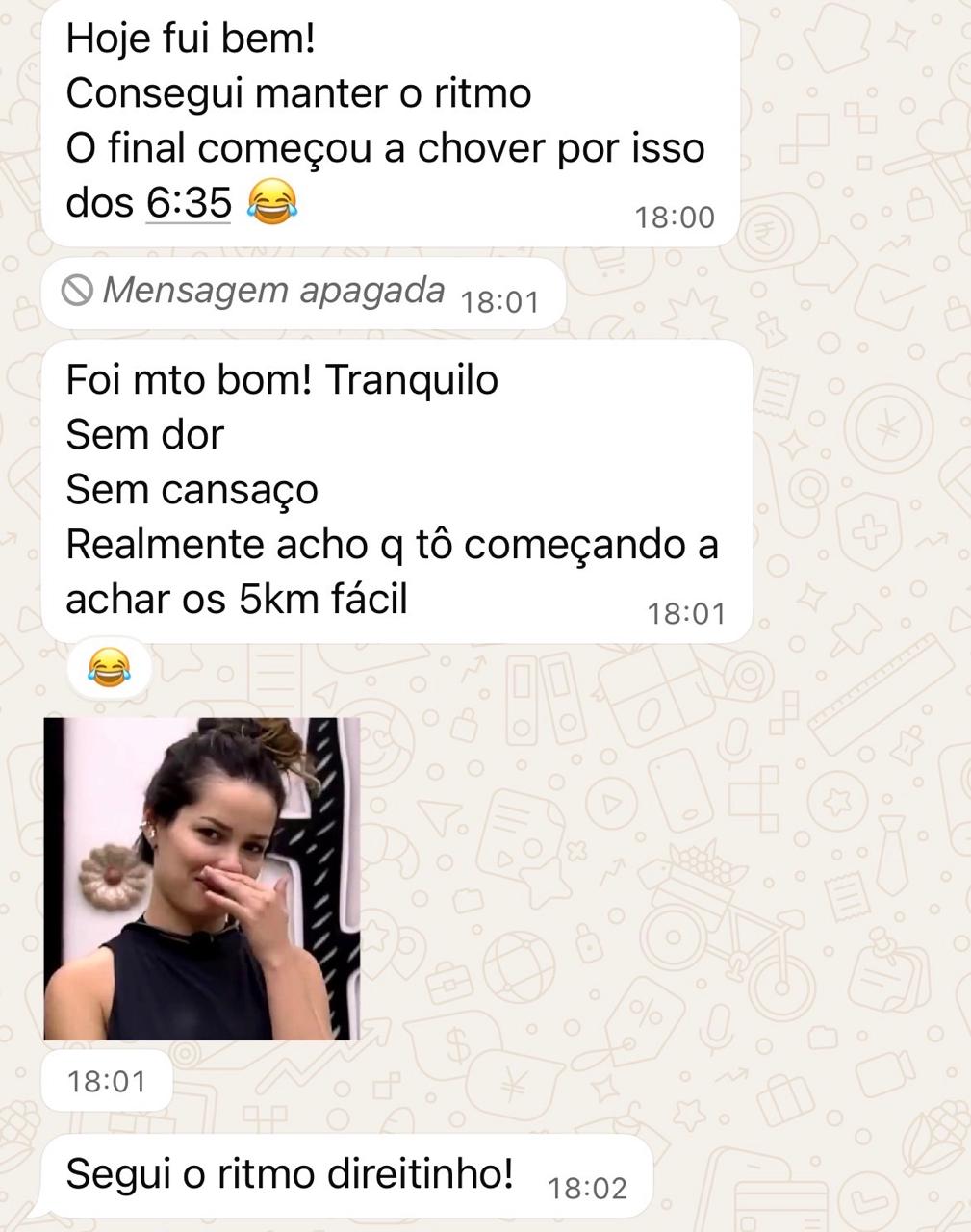 Print original de depoimento sobre primeiros 5 km