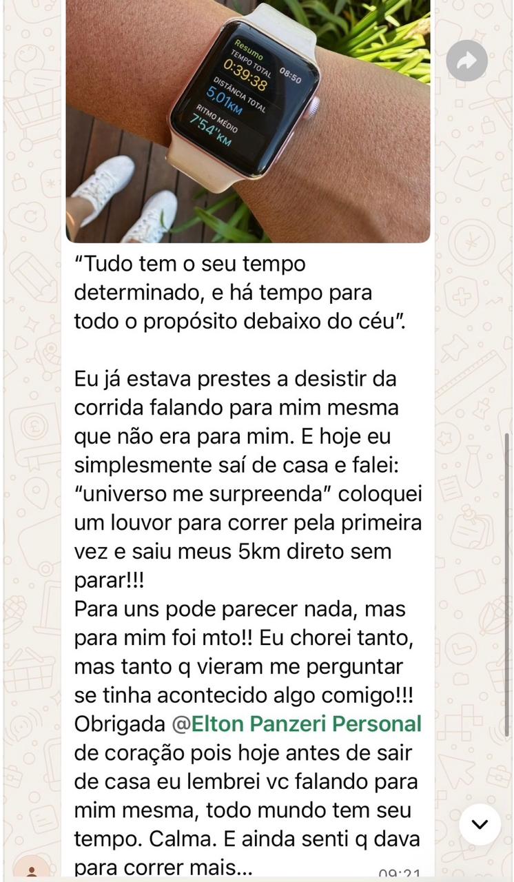 Print original de depoimento sobre primeiros 5 km